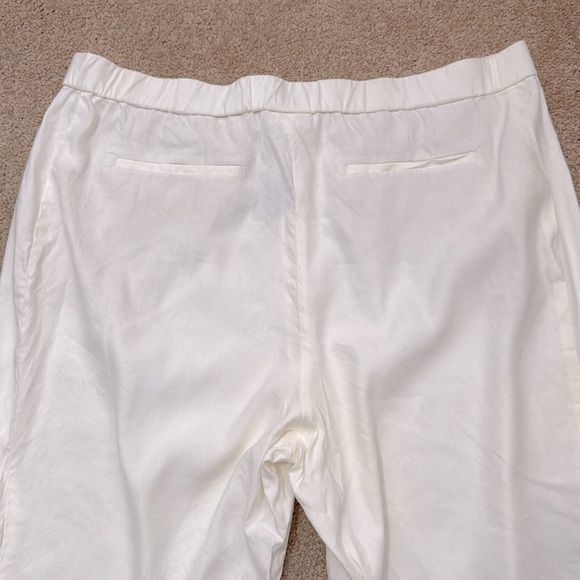 NWT J. Jill High Waisted Linen Blend Straight Cuffed White Pants Size XL Tall - Picture 5 of 9